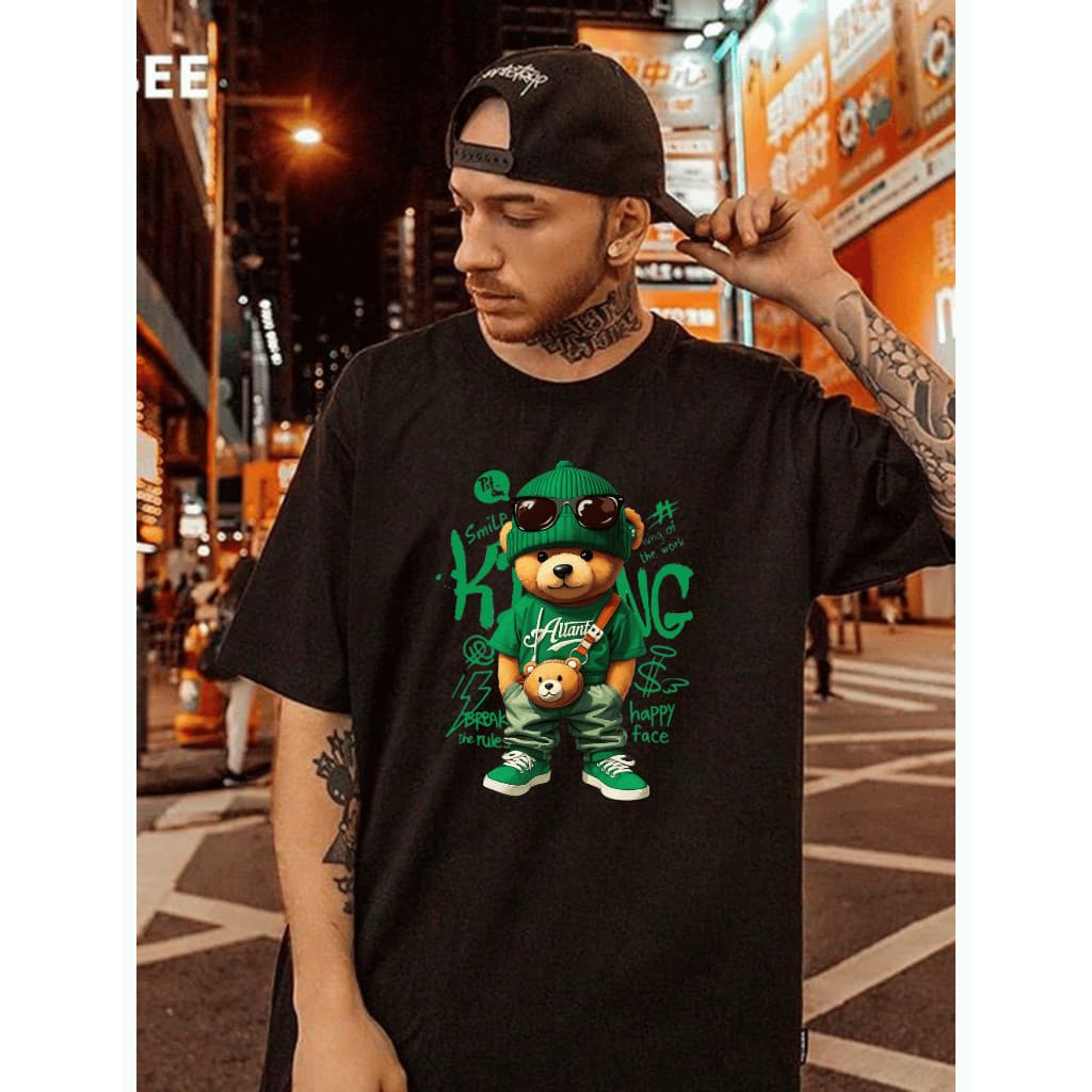 Camiseta Streetwear Urso Hype Masculina Unissex Estampa Urbana Algodão Premium