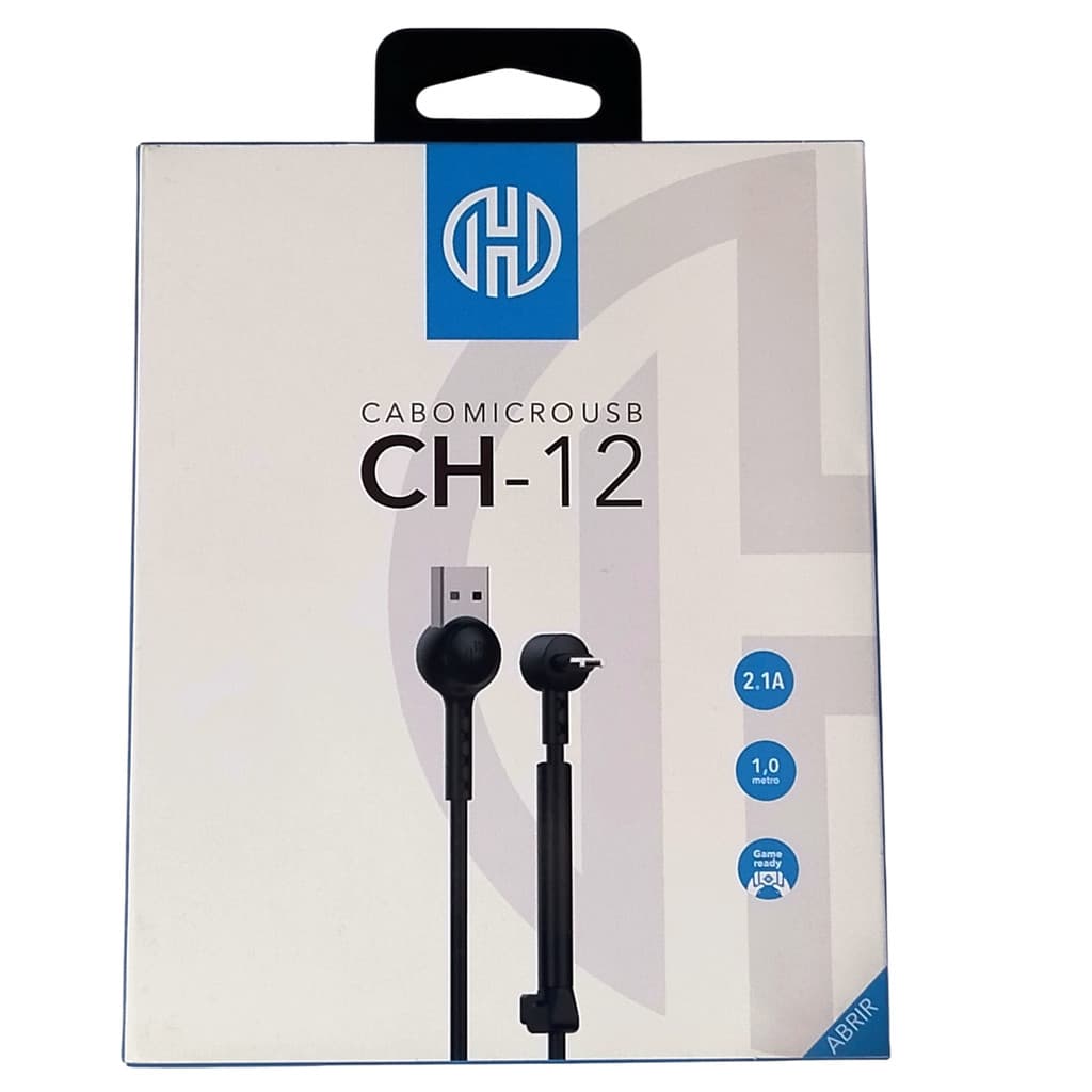 Cabo USB x micro-USB 90°, 1metro, Hoopson CH-12