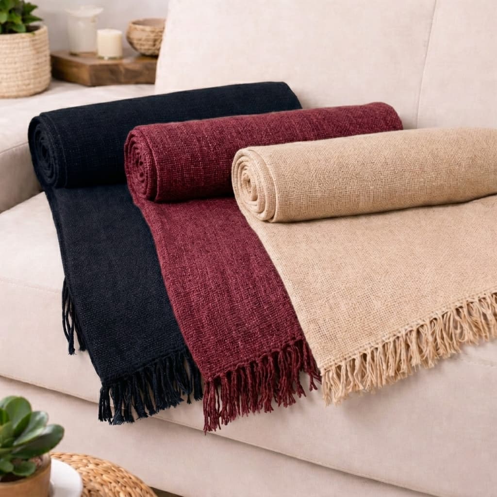 Kit 3 Mantas para Sofá 210x120 Confortaveis Varias Opções de Cores Manta Pop