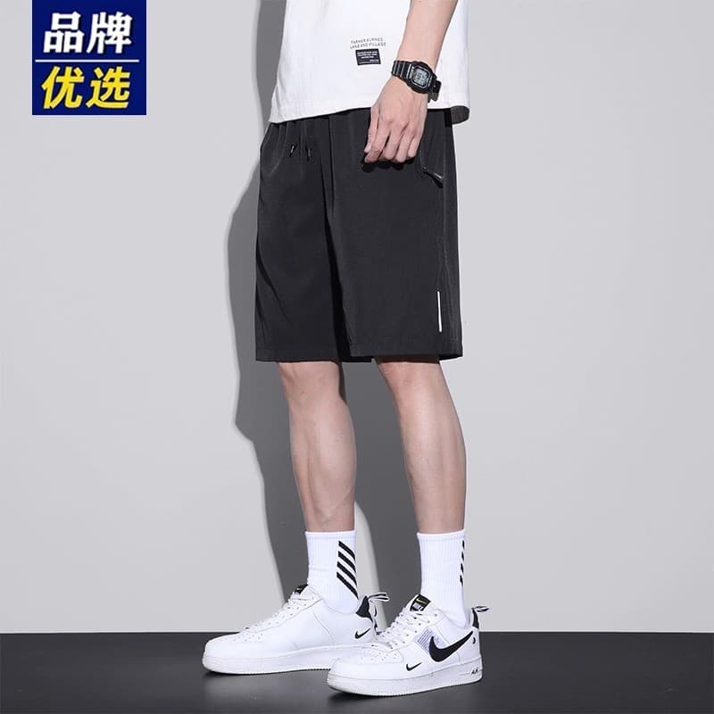 Bolso zíper Shorts masculino seda gelo verão Ultra-fino solto tamanho grande esportes correndo Casual secagem rápida cin