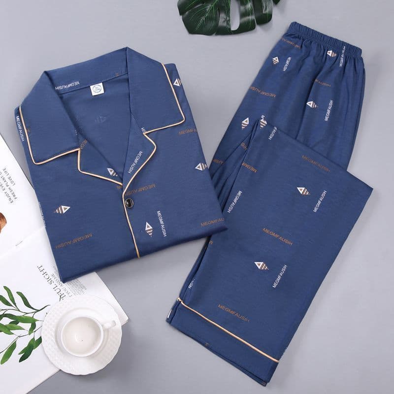 Pijamas masculinos verão mais gordura plus Size estudantes do ensino médio calças de manga curta podem usar metade exter