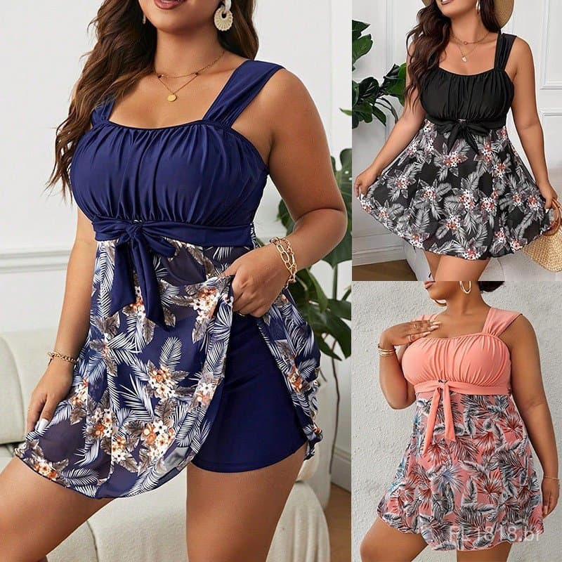 Biquíni feminino plus size, tamanho extra grande, biquíni de duas peças com cintura alta.