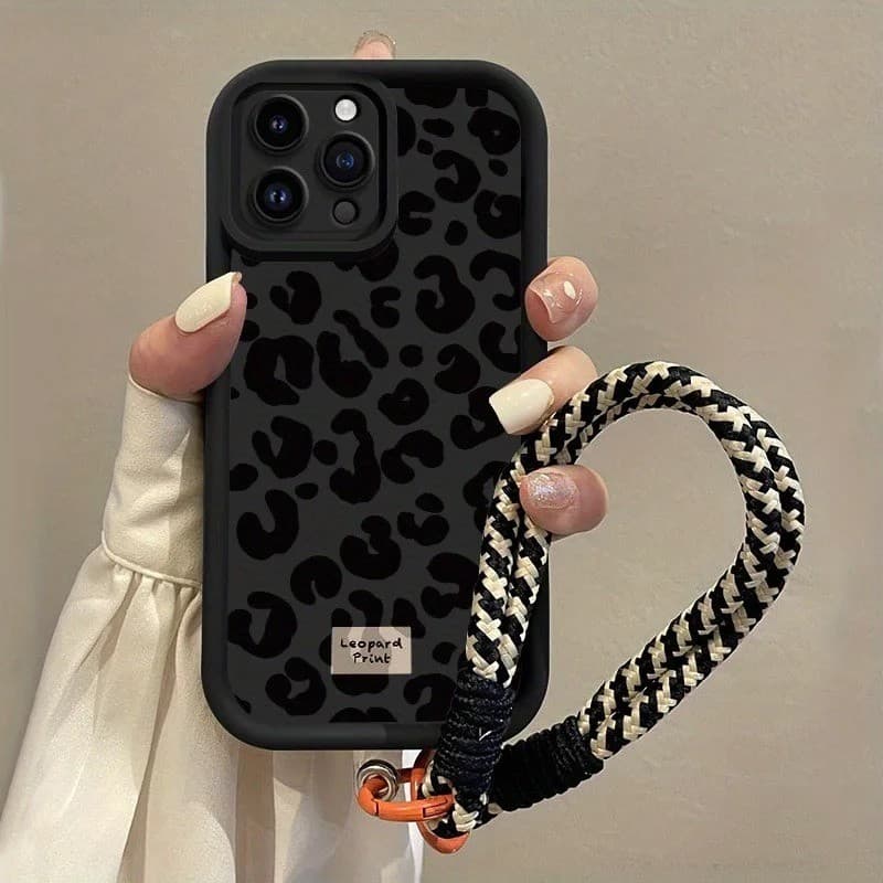Preto Leopardo Impressão Pendurar Cinta Caso De Telefone Para Samsung Galaxy S26 S25 S24 S23 S22 S21 S20 Ultra Plus FE C