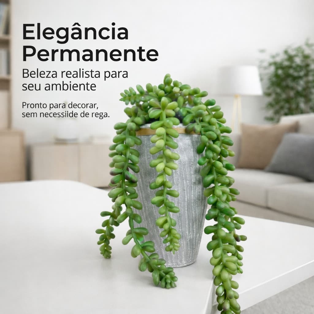 Vaso Planta Artificial Colar De Perolas Pendente Decorativo