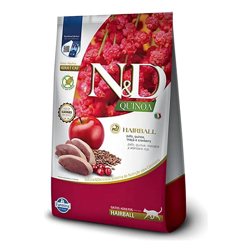 Ração N&D Quinoa Gatos Hairball Pato Maçã E Cranberry 1,5kg