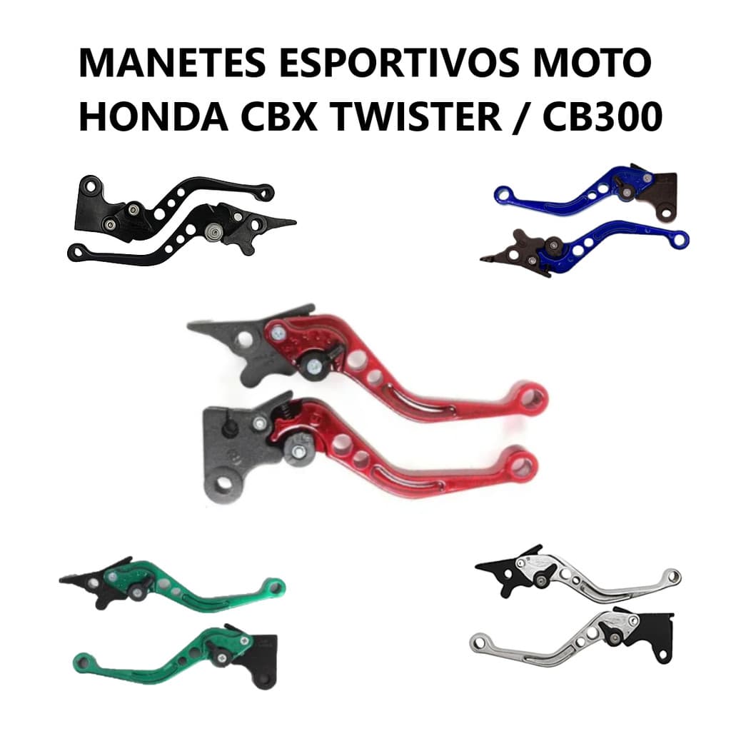 Kit Manete Esportivo Moto Honda Cbx Twister 250 CB 300 2004 até 2015 Preto Vermelho Azul Cromado