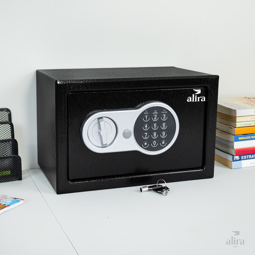 Cofre Eletrônico Digital 31cm Aço Alira Home Para Dinheiro Joias e Documentos