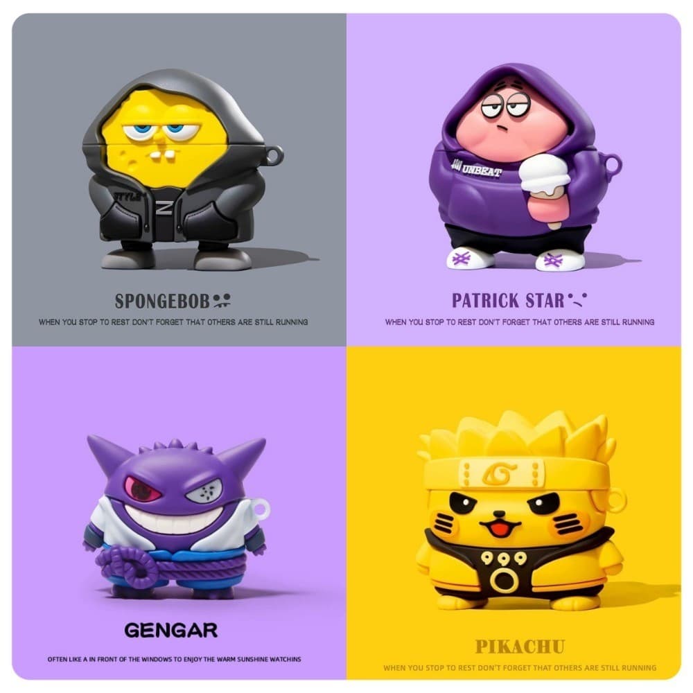 Cartoon Elf Ninja + Capa Pendente Para AirPods Pro3/Pro/Pro2/4/3/2/1 De Fone De Ouvido De Silicone