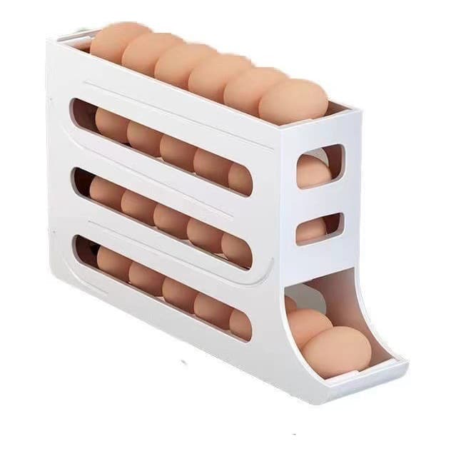 Porta Ovos Organizador com Suporte Rolante 4 andares - até 30 ovos