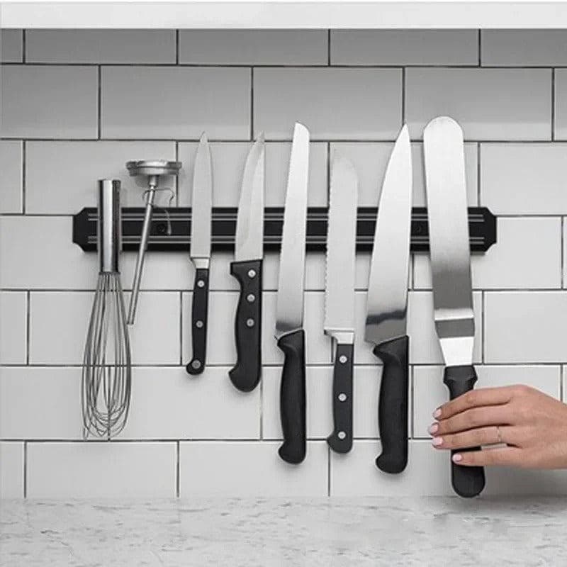 Barra Magnética Organizadora de Facas 33cm para Cozinha Ferramentas Chaves e Tesouras com 2 Imãs Paralelos e Acessórios