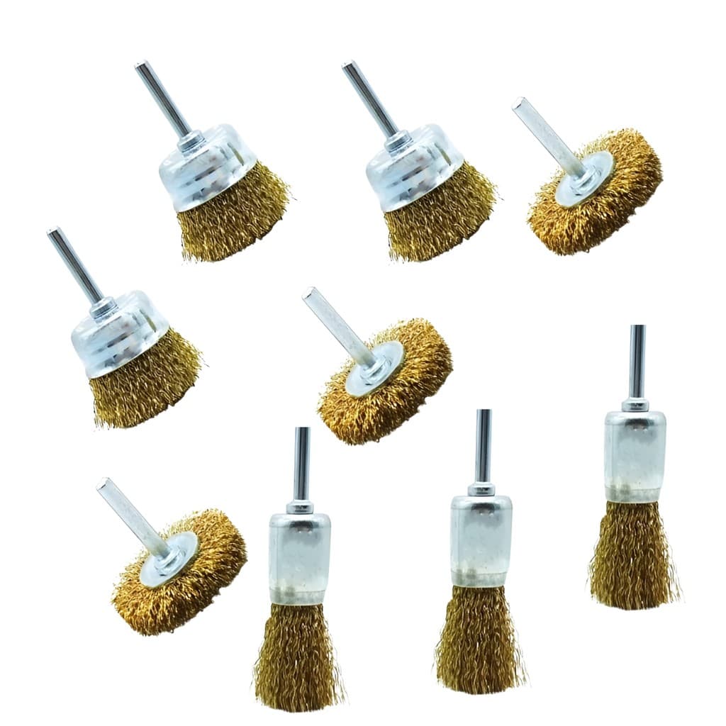 Kit 9 Escova Aço Circular Furadeira Haste Desbaste 9 Peças