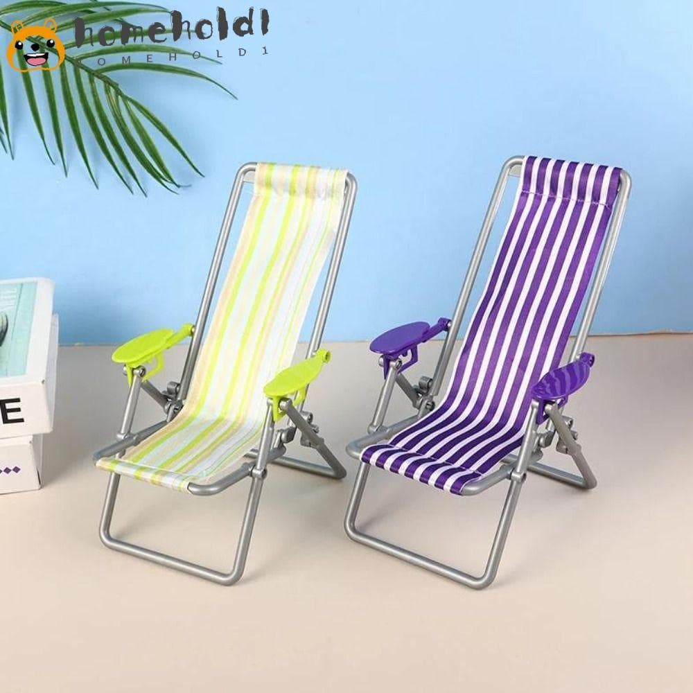 Modelo De Cadeira De Praia Dobrável HOMEUVOE , Mini Casa De Bonecas 12 * 11 * 19.5 Cm 1/6 , Reclinável Casual De 4 Cores