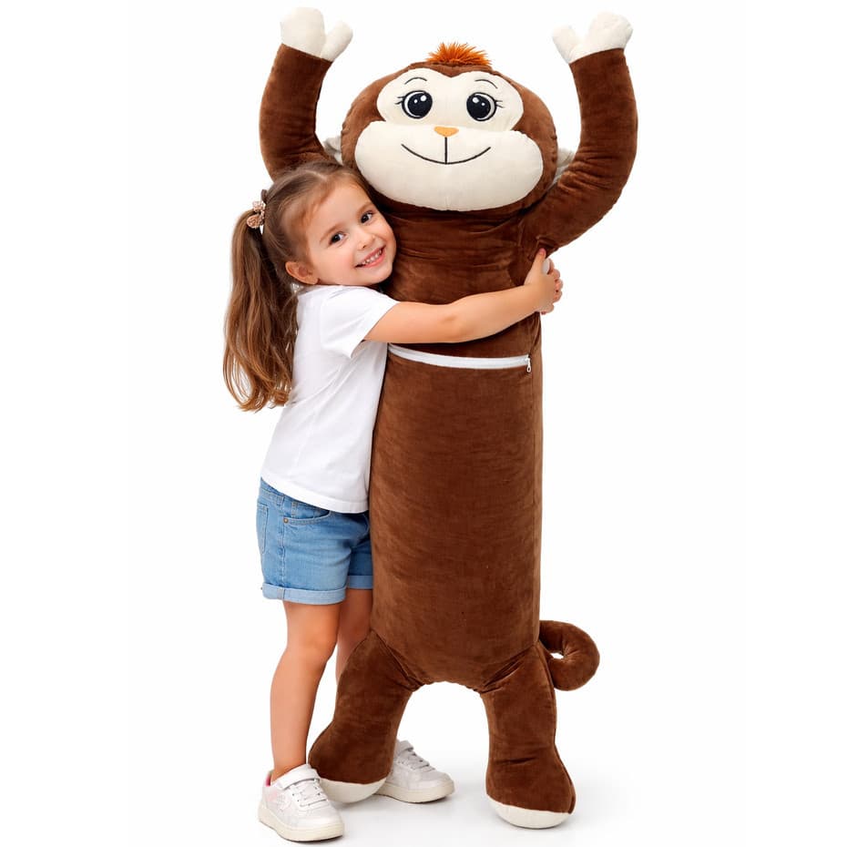 Xuxão Macaco 1,10 Metros Travesseiro Almofada Gigante De Corpo - PelúciaTecido Premium Luxo