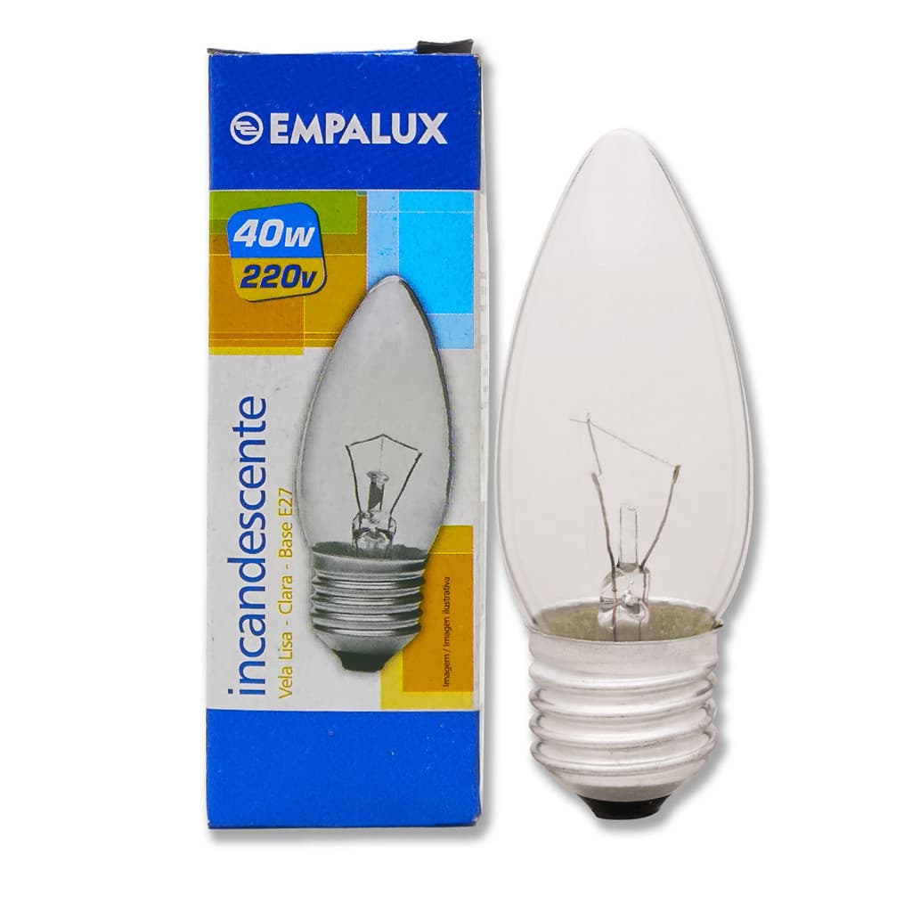Kit 10 Lâmpadas Incandescentes Vela 40W 220V E27 Luz Clara Decorativa Empalux IC24024