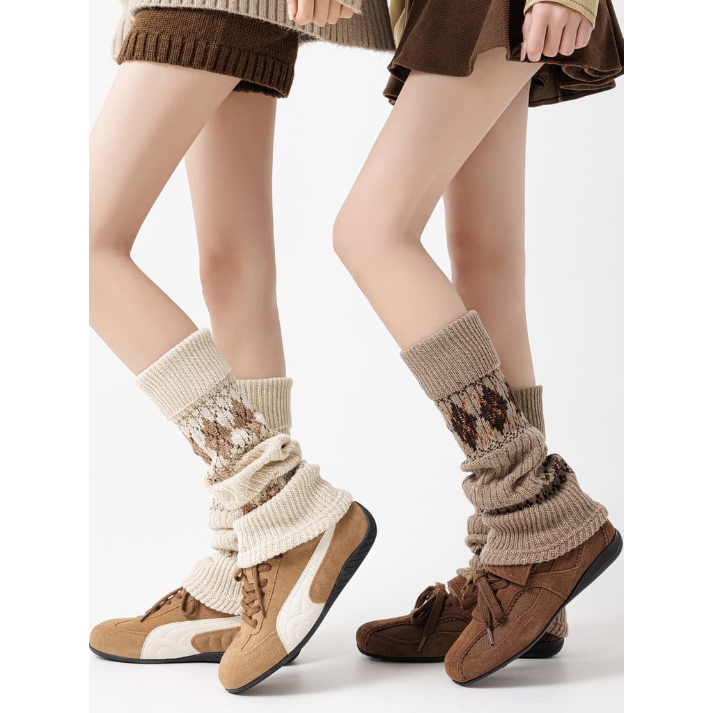 Phil Island Diamond Socks Bezerro Pilha Meias Lã Outono Inverno Quente Retro All-Match Combinando Calças de Yoga Tubo Lo