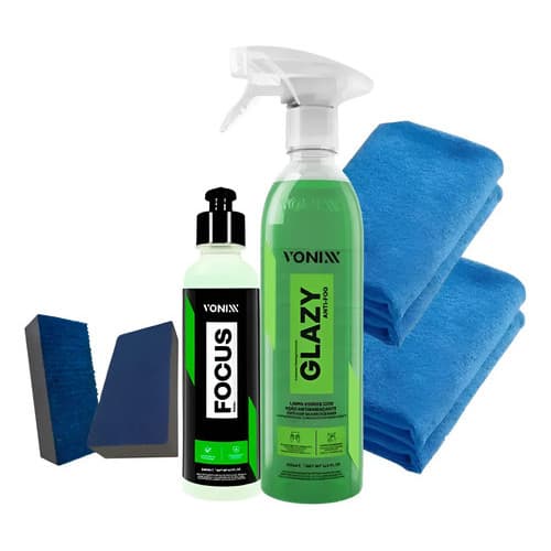 Kit Vonixx Glazy Anti Fog 500ml Focus Pano Microfibra Tacos