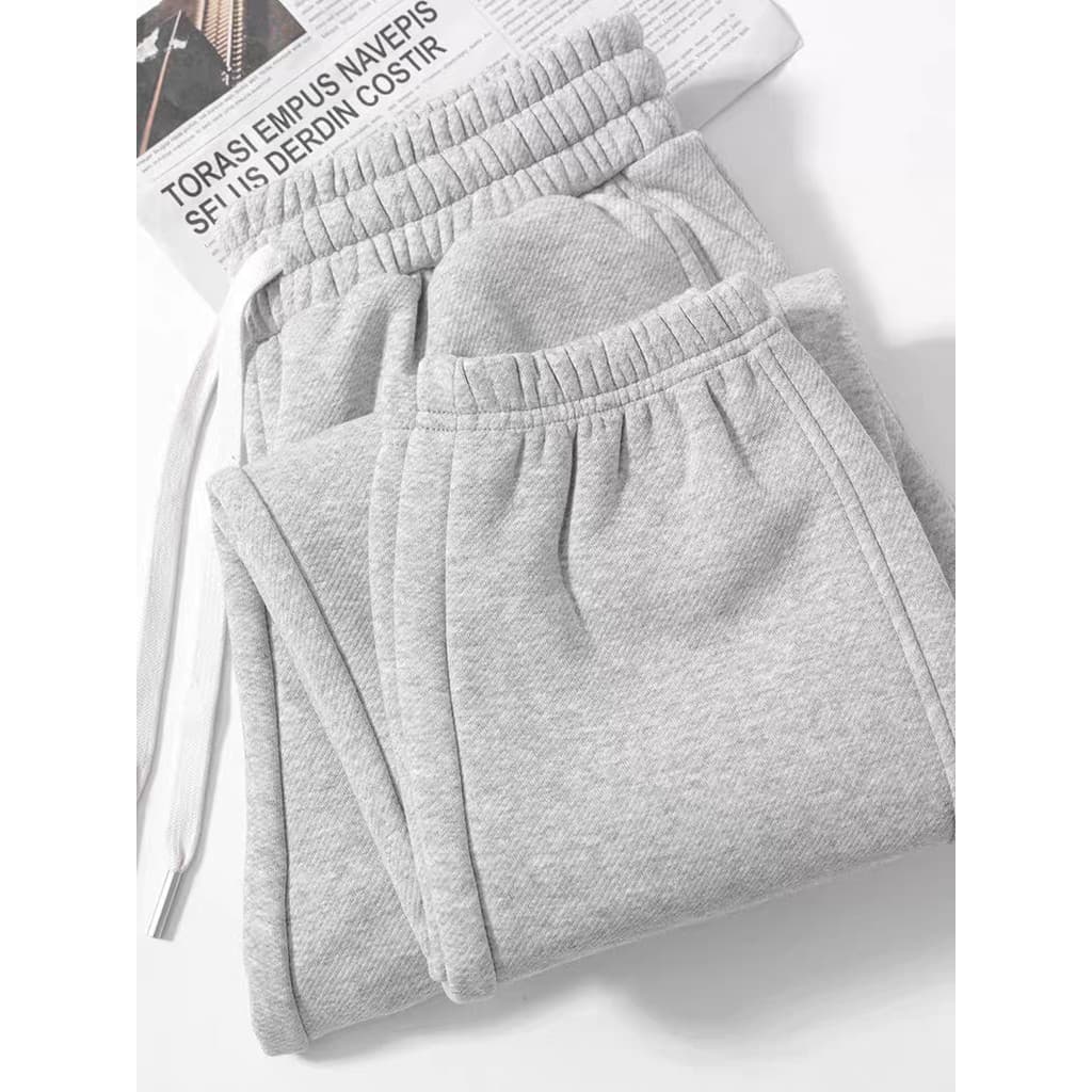 400g pesado All-Match flor cinza sarja forro de lã esportes Tie-Leg Sweatpants masculino simples quente calças casuais f