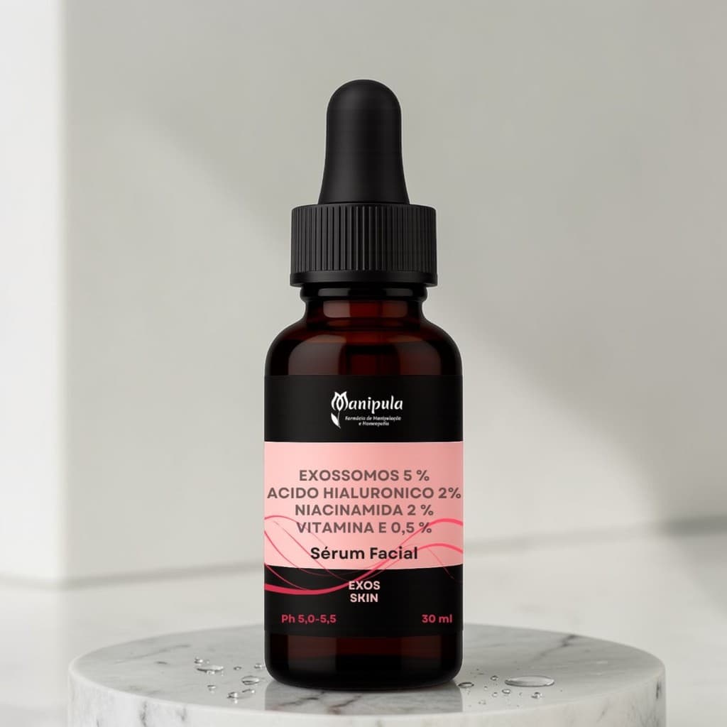 Sérum com Exossomos 5 % + Ácido Hialurônico 2 % + Niacinamida 2 % + Vitamina E 0,5 % | Exos Skin - 30 ml