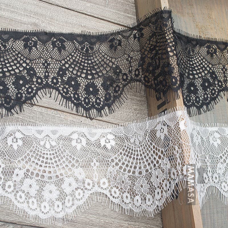 Novo estilo de alta qualidade 10cm preto branco cílios renda DIY saia roupas Material de casamento