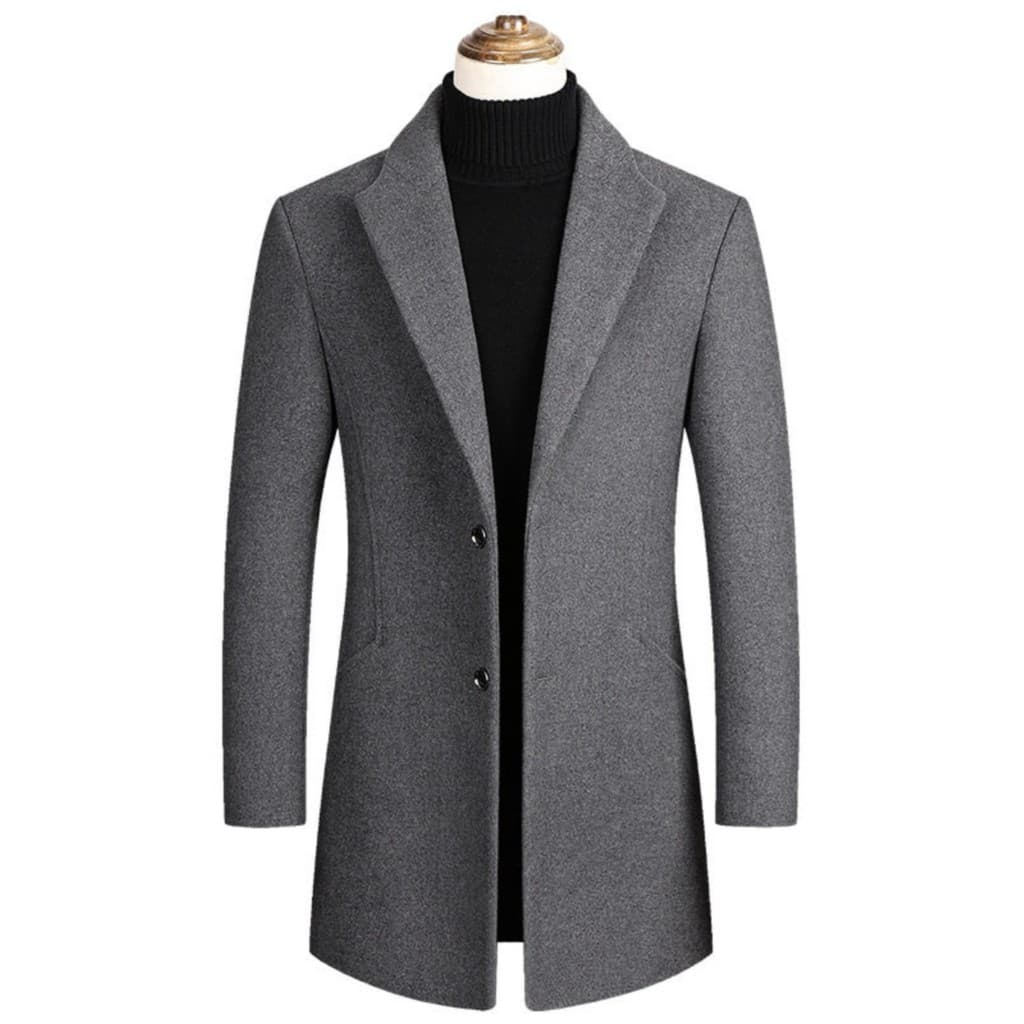 Outono inverno Polo casaco masculino britânico duplo Breasted meados de comprimento blusão de lã lapela espinha de peixe