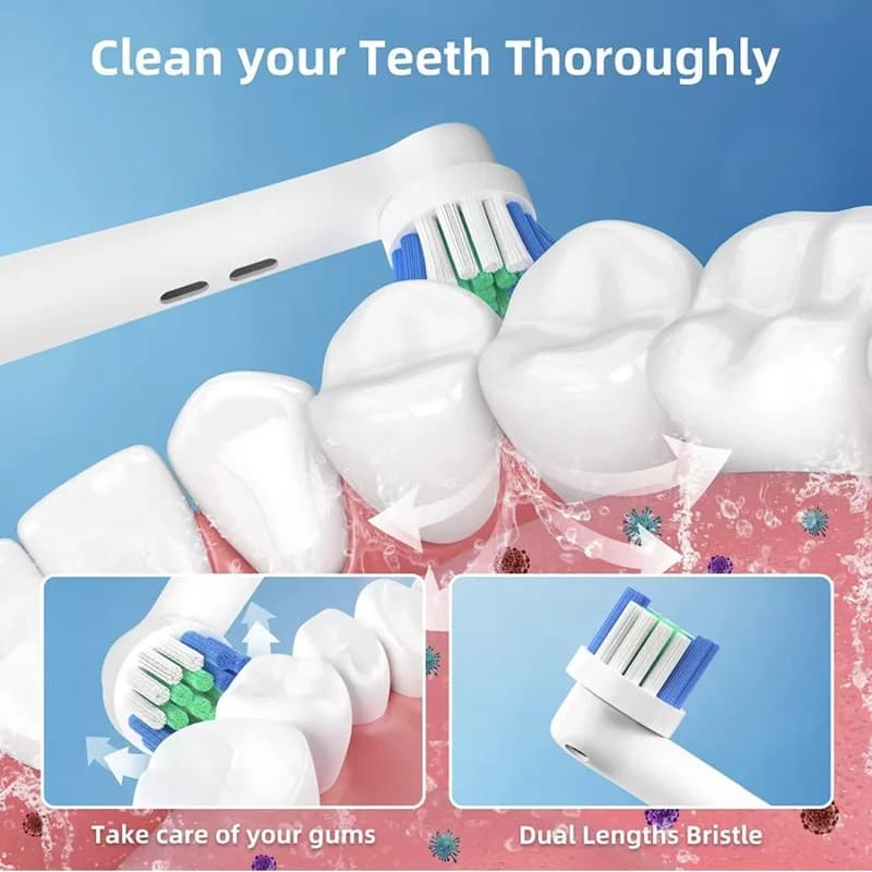 Cabeça de escova de dentes elétrica, 4/8/16 peças, cerdas macias Dupont adequadas para bocal de cabeça de escova de dent