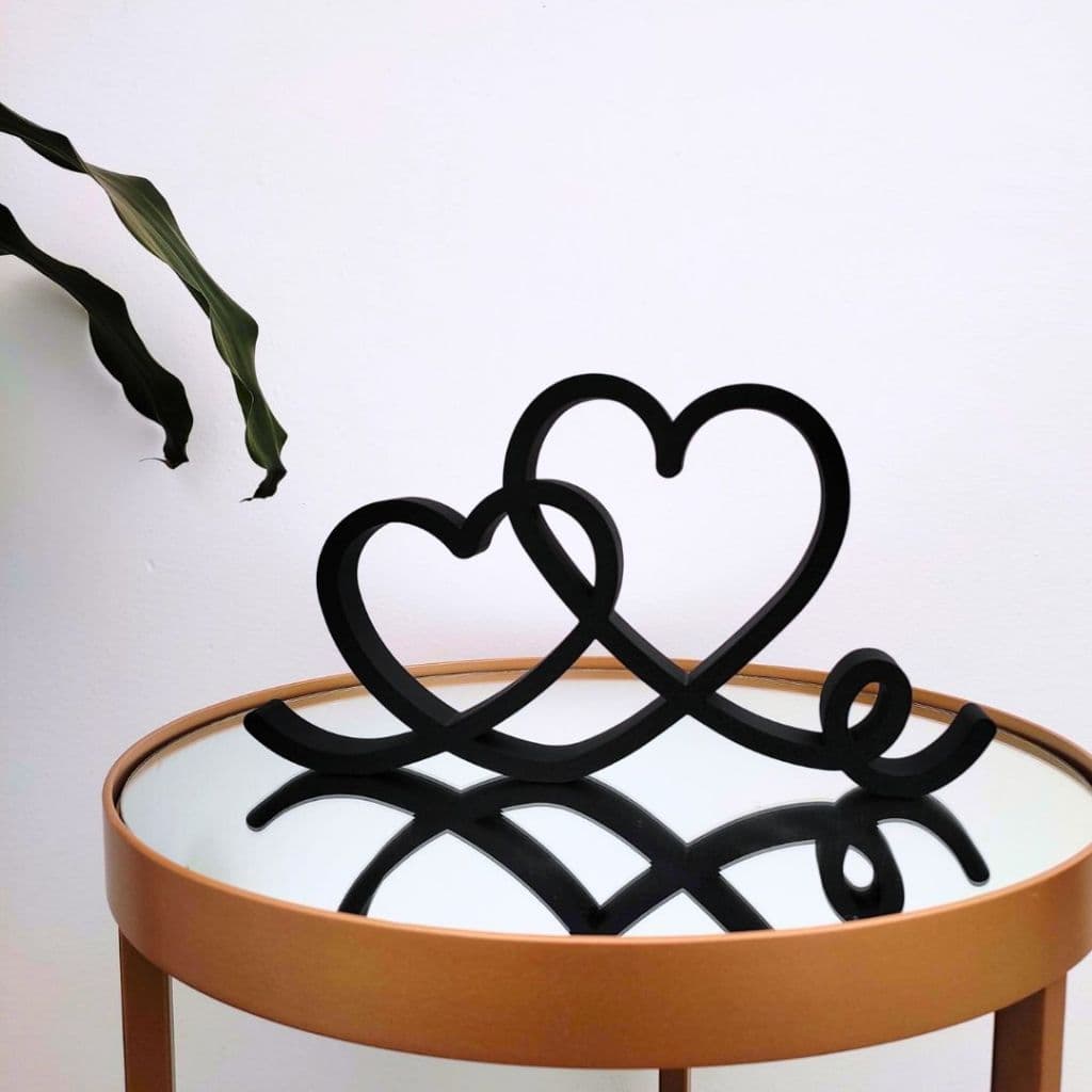 Estatueta Coração Romance - Decoração Casal Amor Eterno Enfeite para Mesa Quarto Prateleira para seu lar