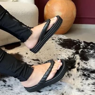 Chinelo Dedo  Nuvem Plataforma Feminino Tamanco Confortável Ecopilar Trança Brizza Praia