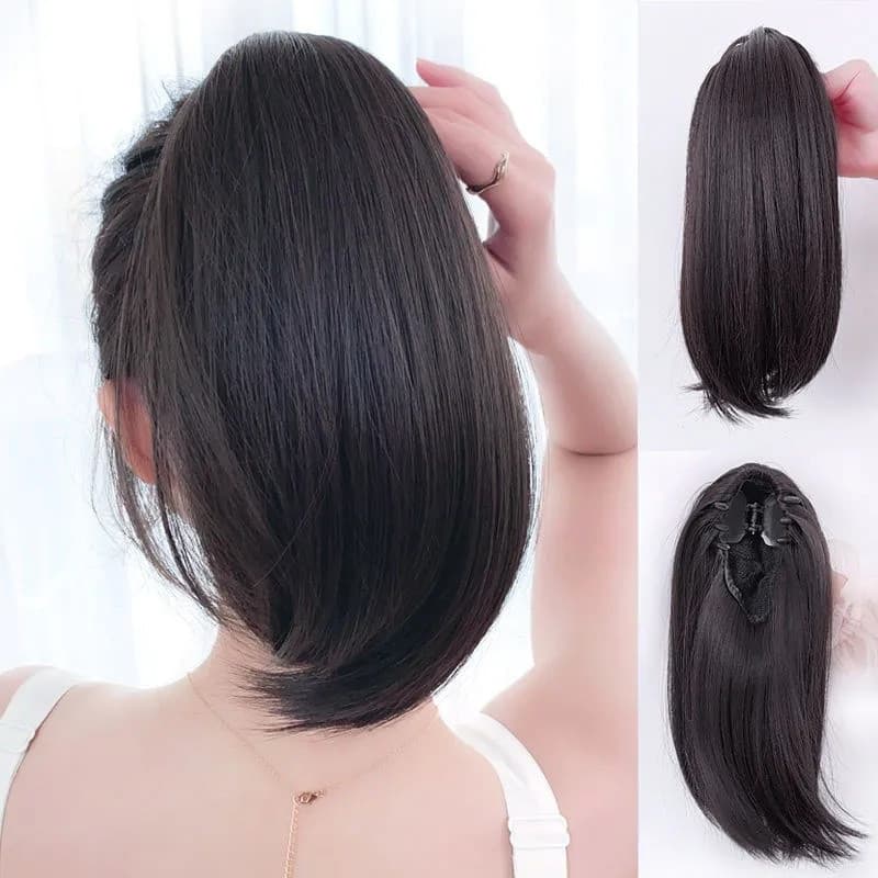 30 Cm Curto Liso Grampo De Garra Sintética Sobre Extensão De Cabelo Rabo De Cavalo Para Mulheres Peça Pônei