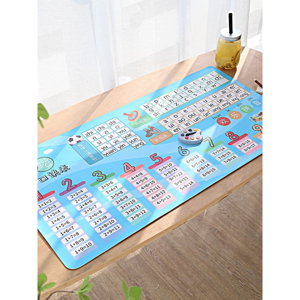 Crianças dos desenhos animados Pinyin Mouse Pad Adição Subtração Fórmula de multiplicação À prova d'água Oversized Pinyi