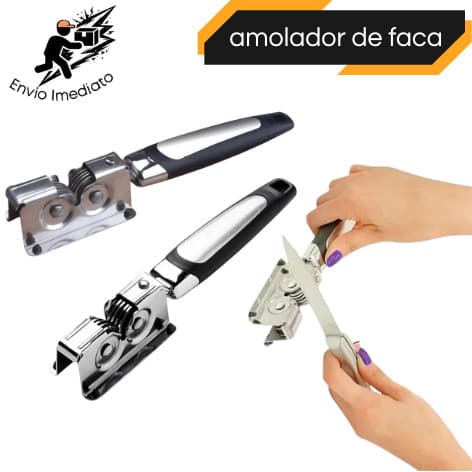 Amolador de Faca Profissional Aço Inoxidável Afiador com 3 Afiadores Tesoura Lâmina Facas e Canivete