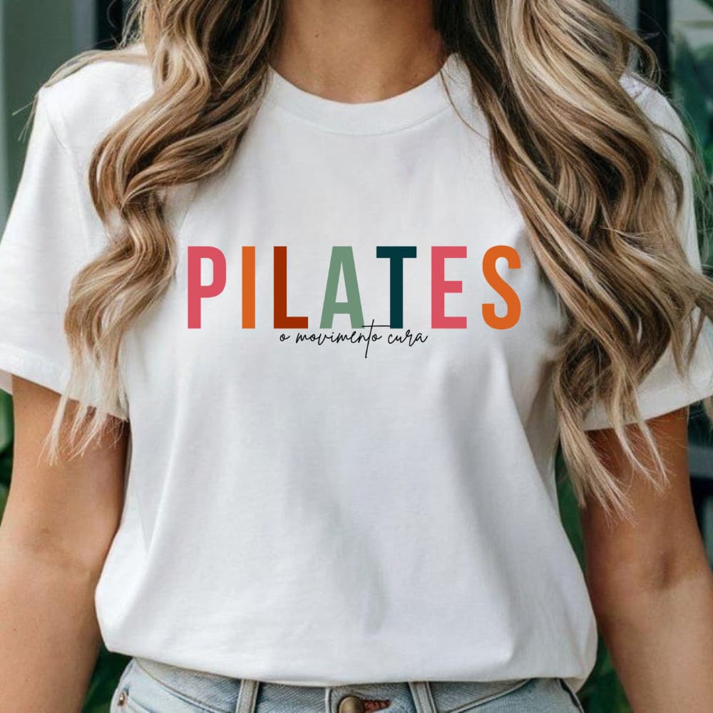 Camiseta Blusa Feminina Pilates Fitness Fisioterapia Educação Física 100% Algodão Camisa Básica Treino Academia