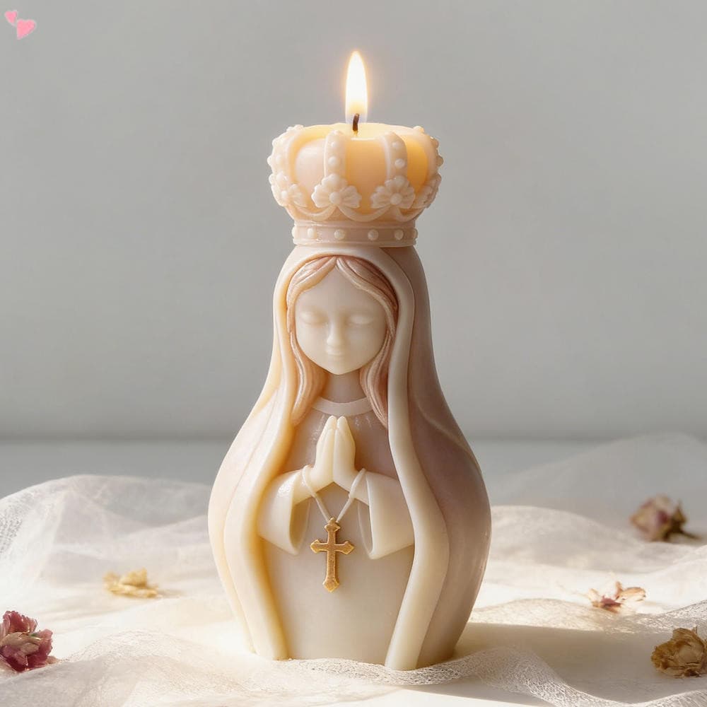 Molde De Silicone 3D Coroa Virgem Maria Para Fazer Velas , Resina De Sabão De Vela Religiosa Orando Artesanal DIY Presen