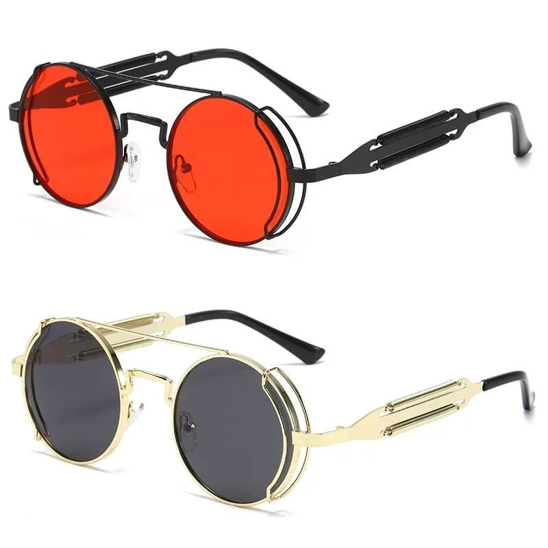 Punk Steampunk Óculos De Sol Retro Marca Masculina Designer Redondo Estilo Gótico Produtos Feminino UV400