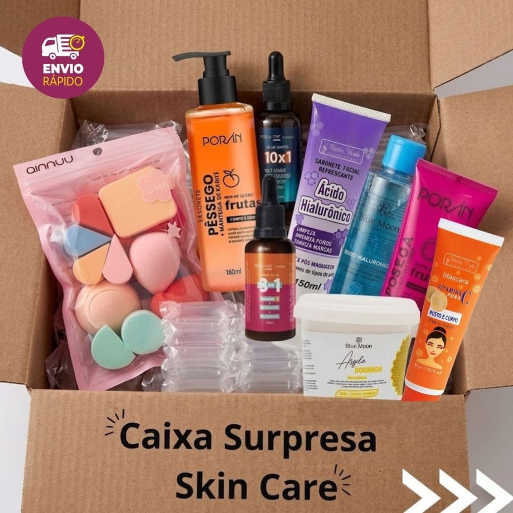 Kit Surpresa Beleza Caixa Skincare e Maquiagem Produtos Variados Super Oferta
