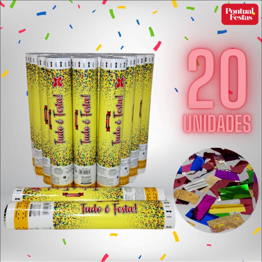 Kit 20 Confetes Coloridos Retangular Metalizado Evento Festa