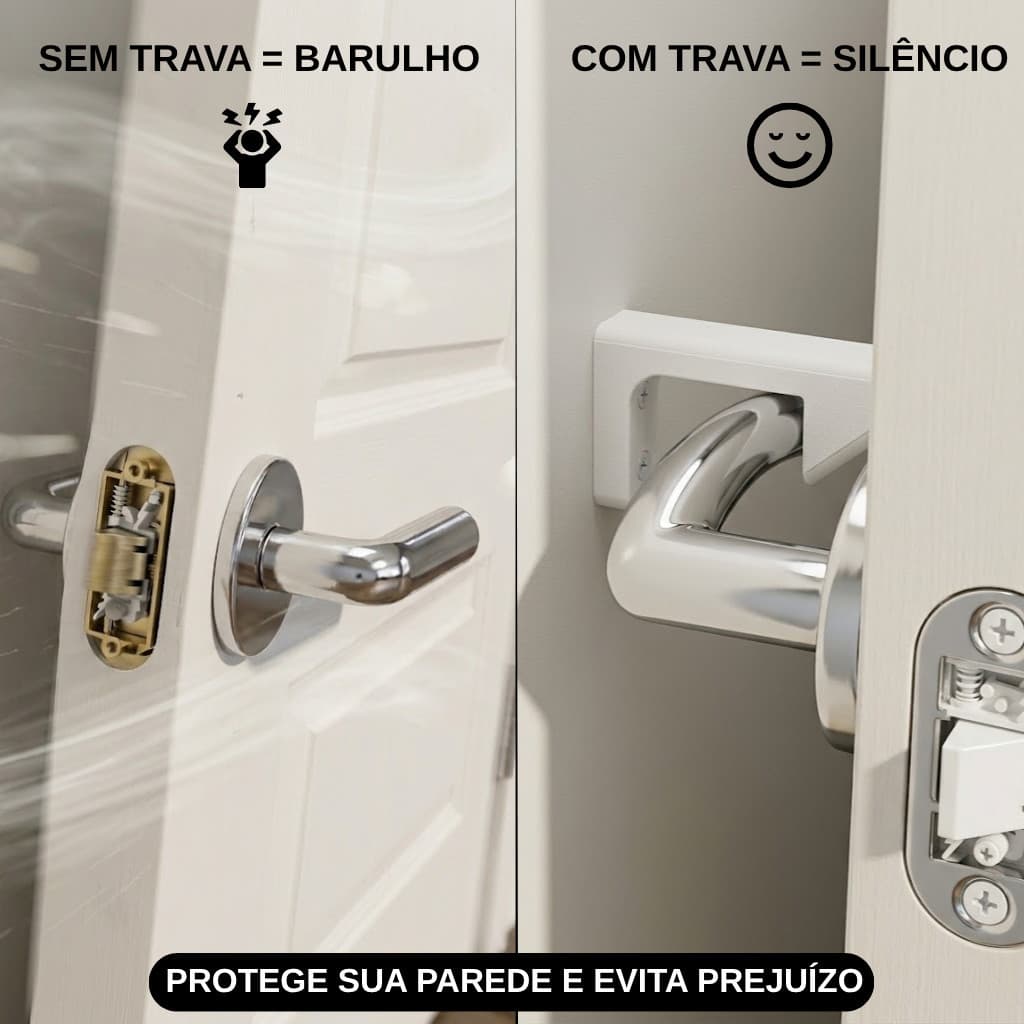 Trava Porta Maçaneta Anti Impacto Protetor de Parede Segurança Infantil Resistente