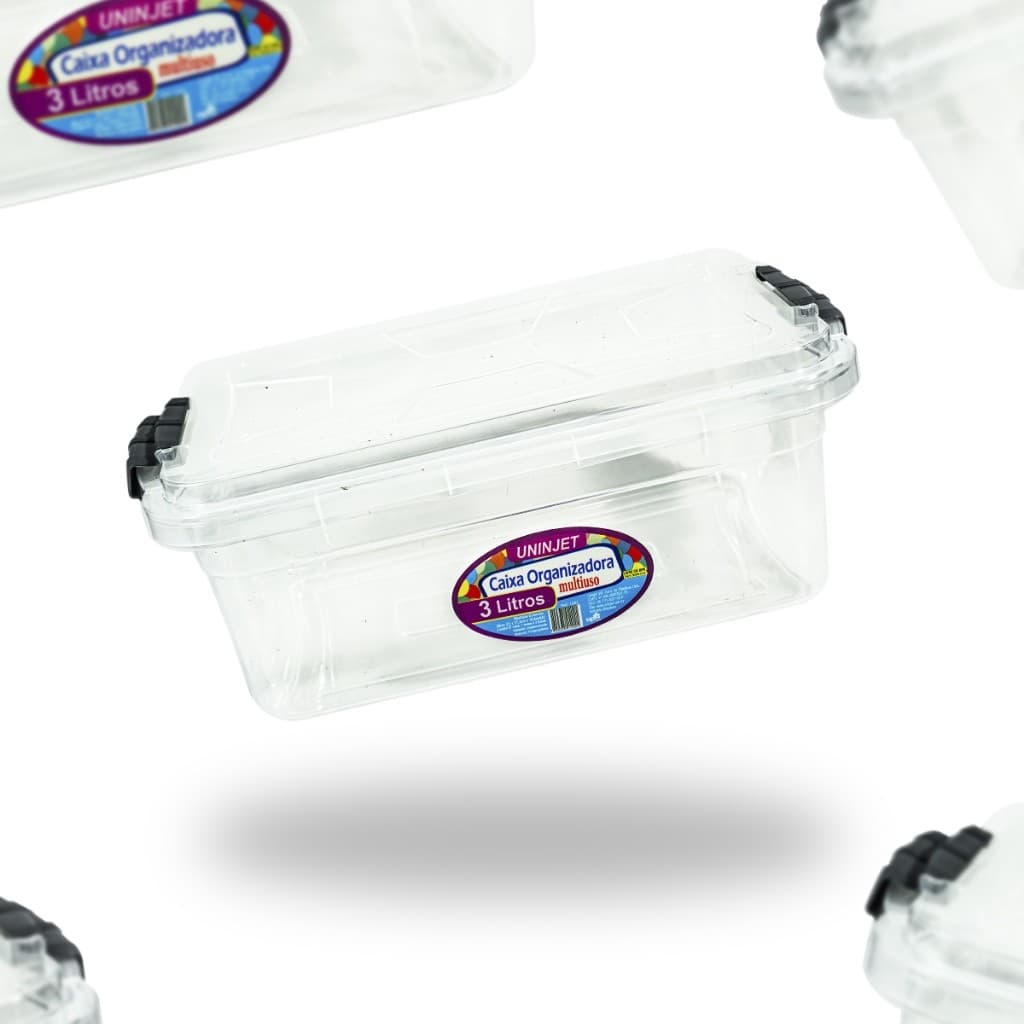 Kit Caixas Organizadoras Transparente Vasilha 3 Litros Com Travas Uninjet