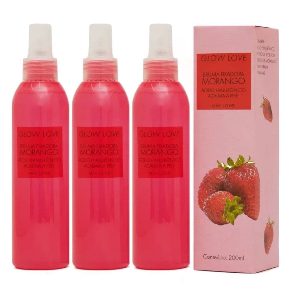 Kit c/ 3 Bruma Fixadora Glow Love Morango Max Love
