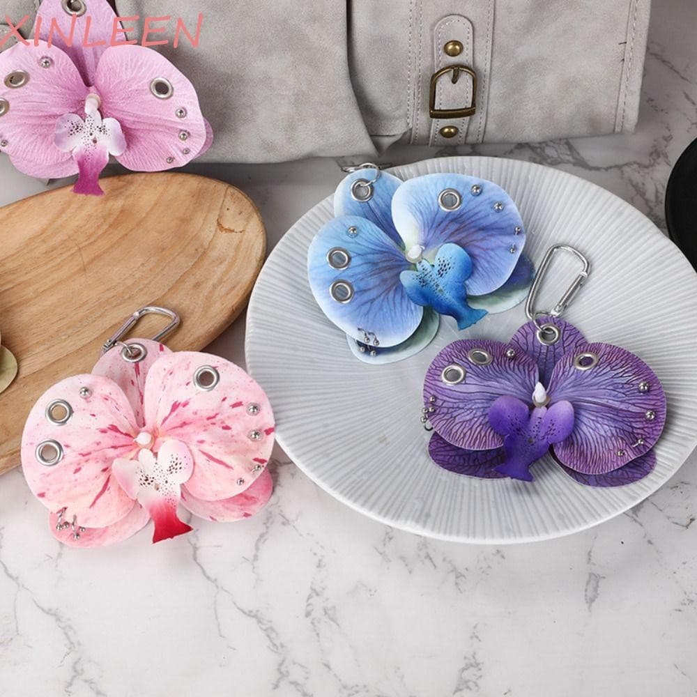 Chaveiro De Orquídea XINLEEN Phalaenopsis , Pingente De Flor De Imitação De Com Bolsa Elegante De Pano