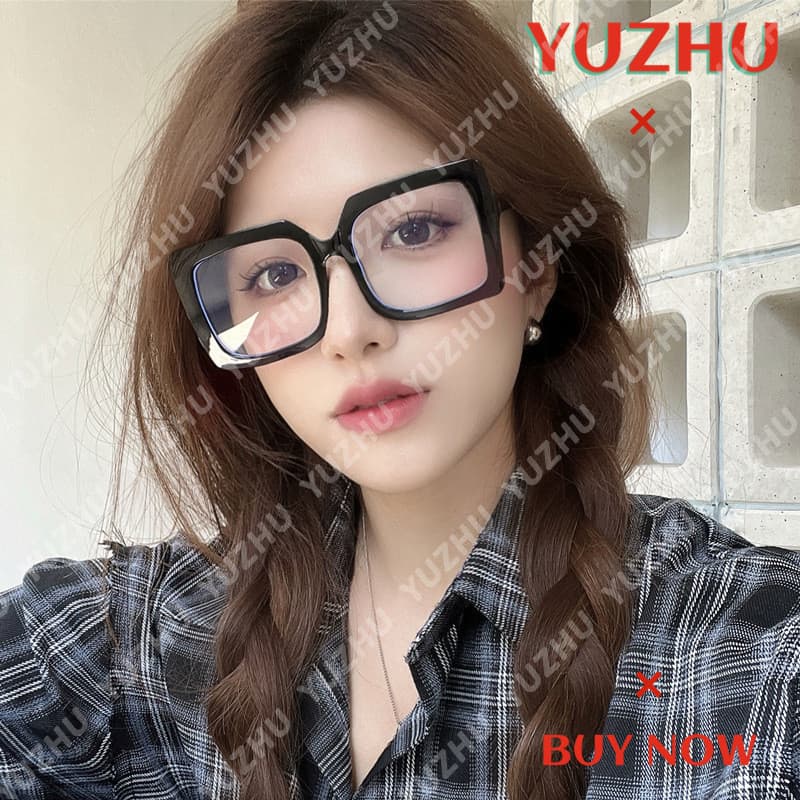 (YUZHU) Óculos Quadrados Simples Anti-Luz Azul Femininos Armação Grande Decorativos Da Moda