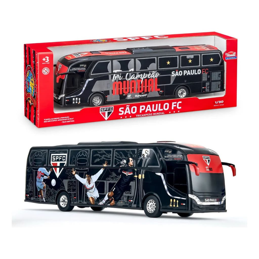Brinquedo Ônibus Miniatura São Paulo Fc Tricolor Oficial