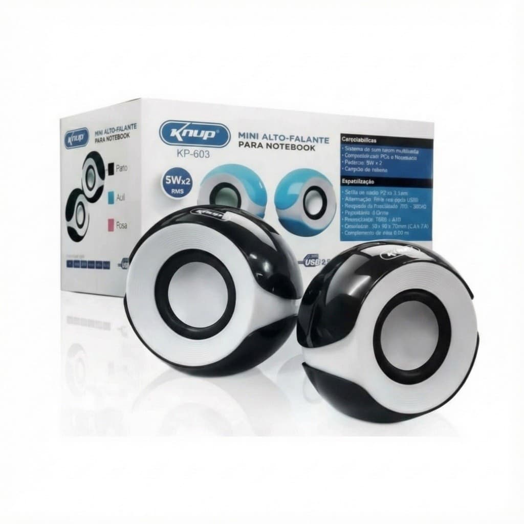 Mini Caixa de Som USB Knup KP-603 para Computador, Notebook e PC – Som Potente e Compacto