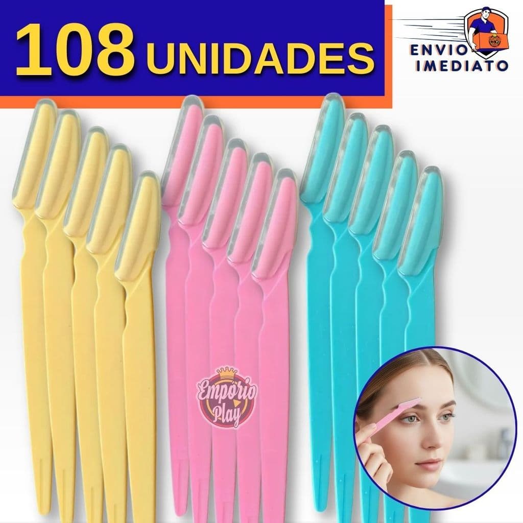 Kit Lâmina Navalha Design Sobrancelha e Rosto Depilação de Busso Aparar Pelos Jogo com 108 unindades
