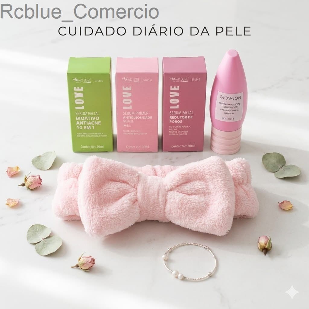 Kit Skincare Completo Antiacne e Controle de Oleosidade c/ Séruns + Hidratante + Faixa FacialYB1R