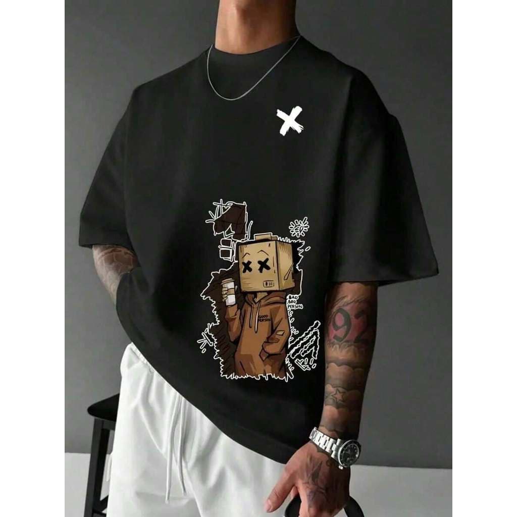 Camiseta Masculina Street Wear Algodão Premium camisa Good Person Homen Caixa Menino Papelão sacola