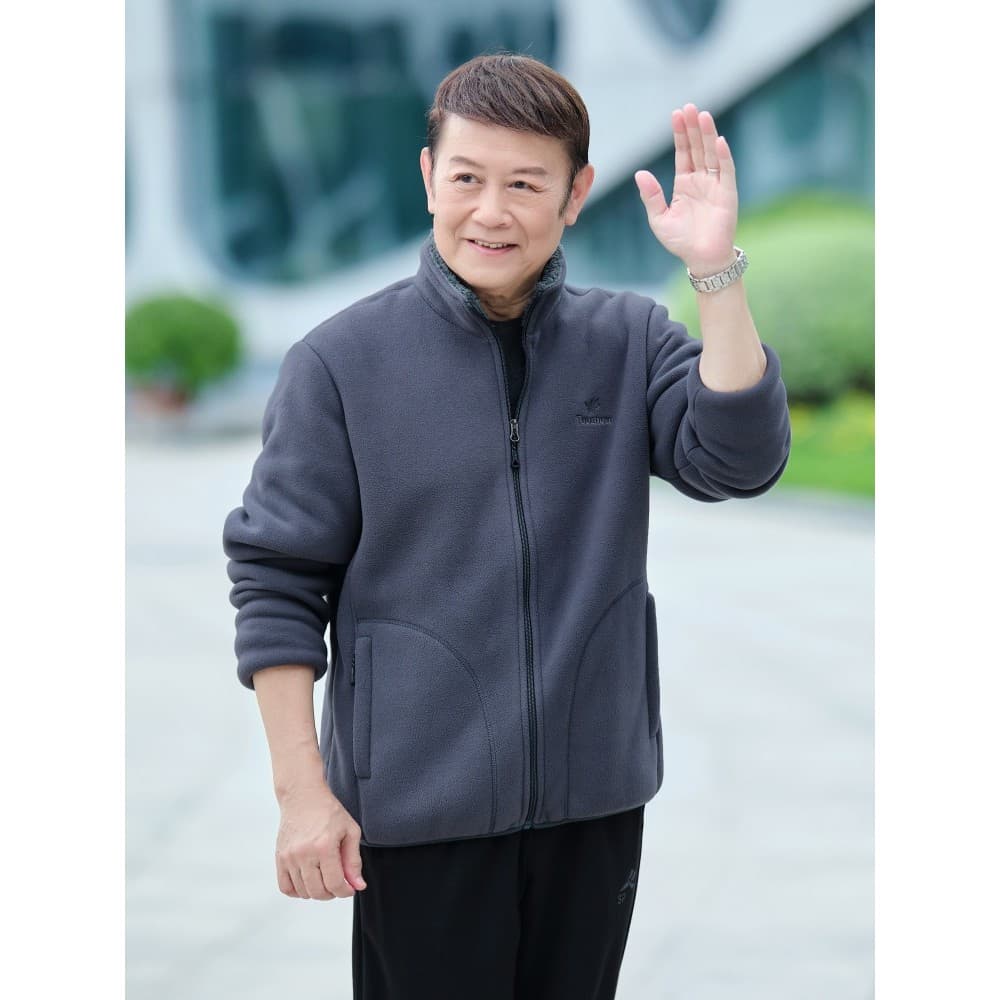 Roupas masculinas para idosos de meia-idade Roupas de pai Roupas de inverno Jaqueta Forro de lã Engrossado Polar Fleece