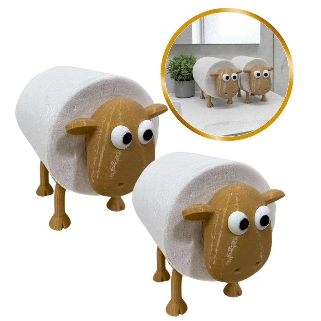 Kit 2 Suportes Para Papel Higiênico Ovelha Decorativo Creme