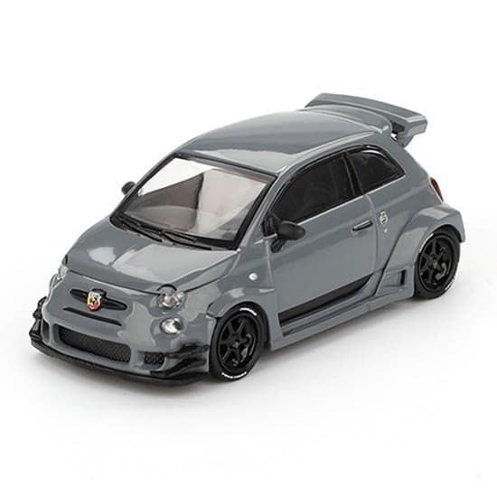 Mini GT MGT00995 995 1/64 Abarth 595 LB-Works x Abas Works Cinza, Modelo de Carro em Liga Metálica com Volante à Esquerd