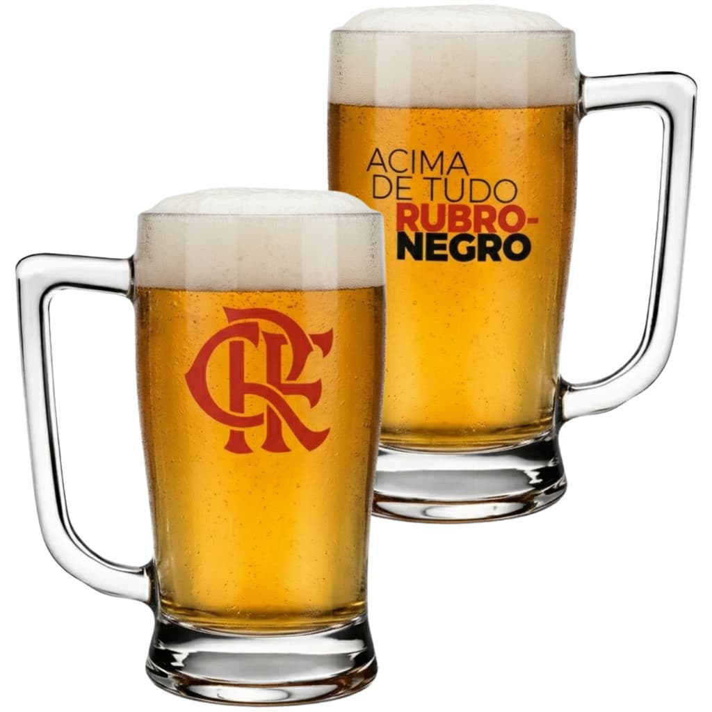 Caneca de Vidro 340ml do Flamengo Oficial de Chopp e Cerveja Acima de Tudo Rubro Negro