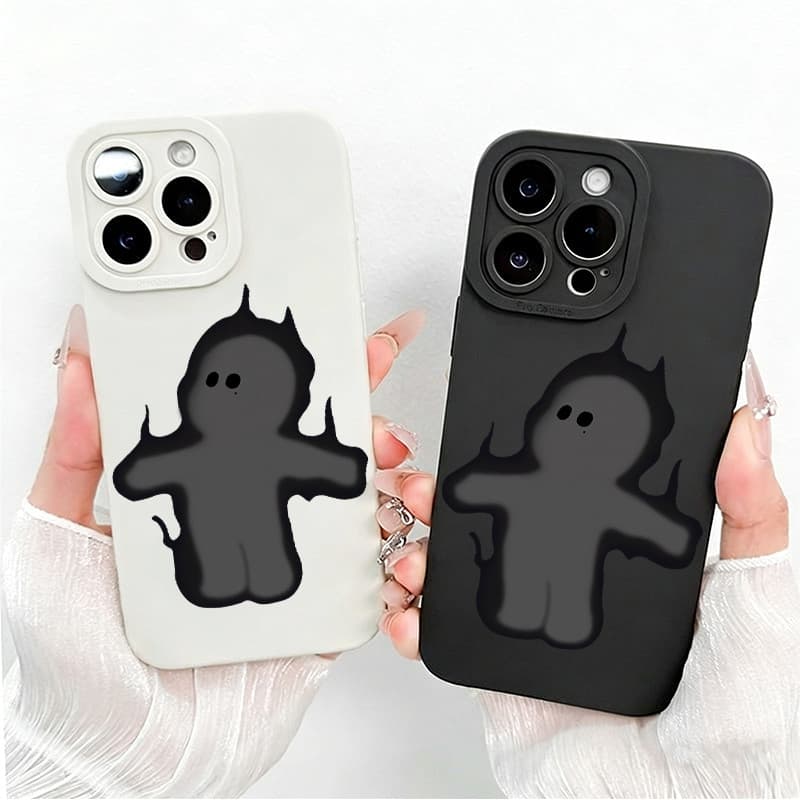 Capinha Capa De Silicone Anti-impacto Fantasma Preto Para IPhone 7 X Xs XR 11 12 13 14 15 16 17Air Plus Pro Max Caso Nor